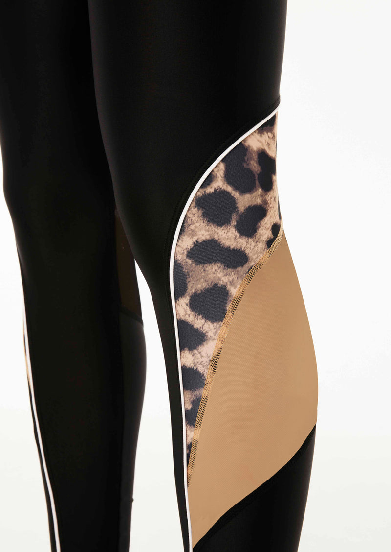 HUE Women's Sleek Effect High Waist Leggings, Black - Leopard