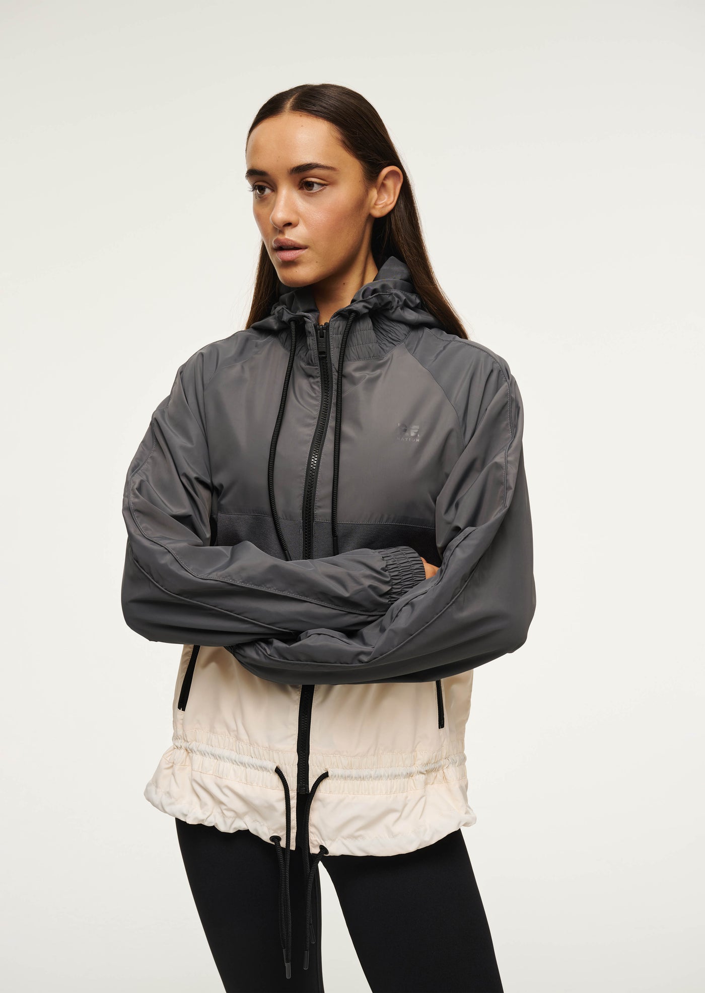 Man Down Jacket in Asphalt by P.E Nation Womens Grey Spray Jacket