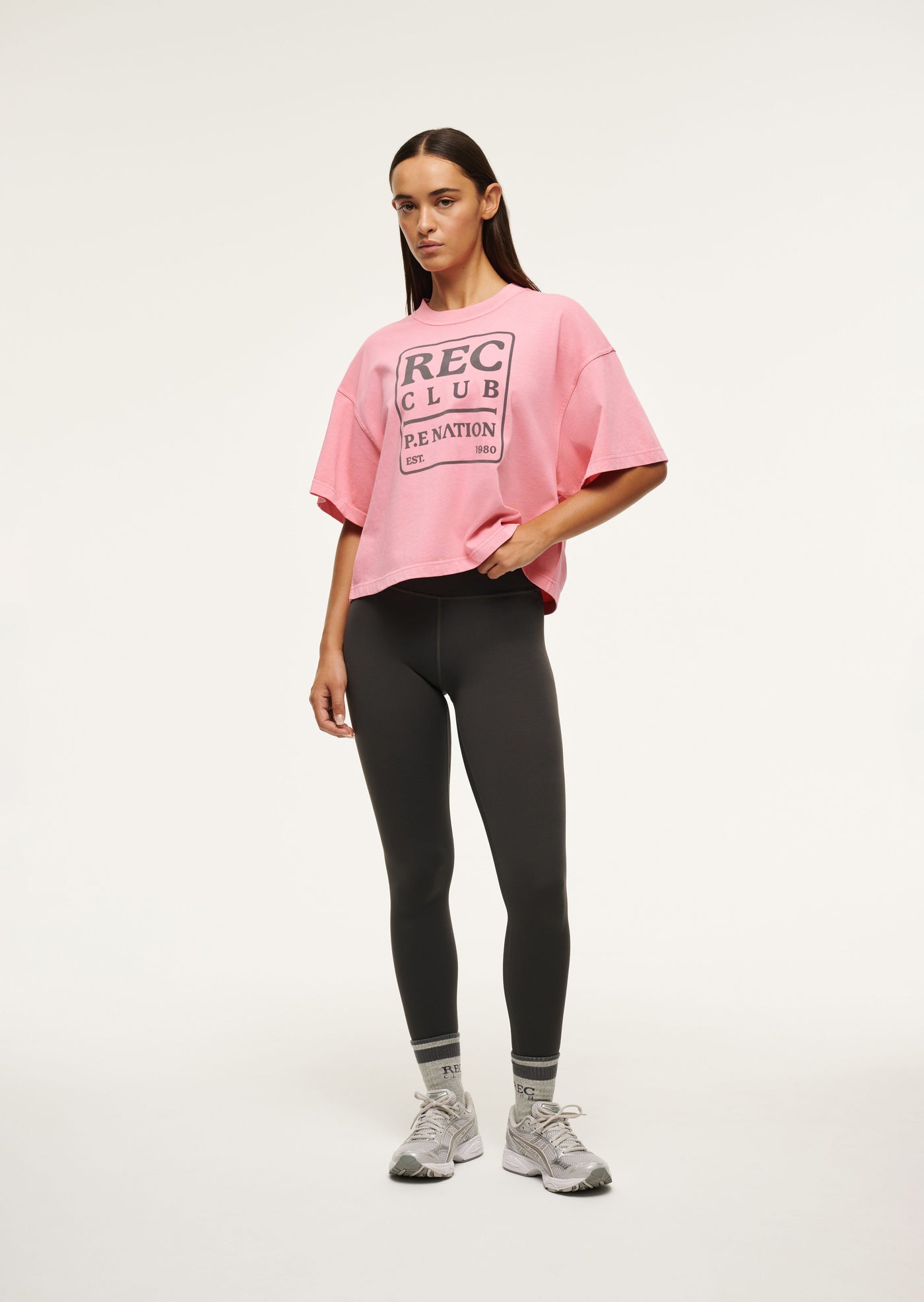 Rally Tee in Pink Lemonade by P.E Nation Womens Pink Graphic Cropped Tee