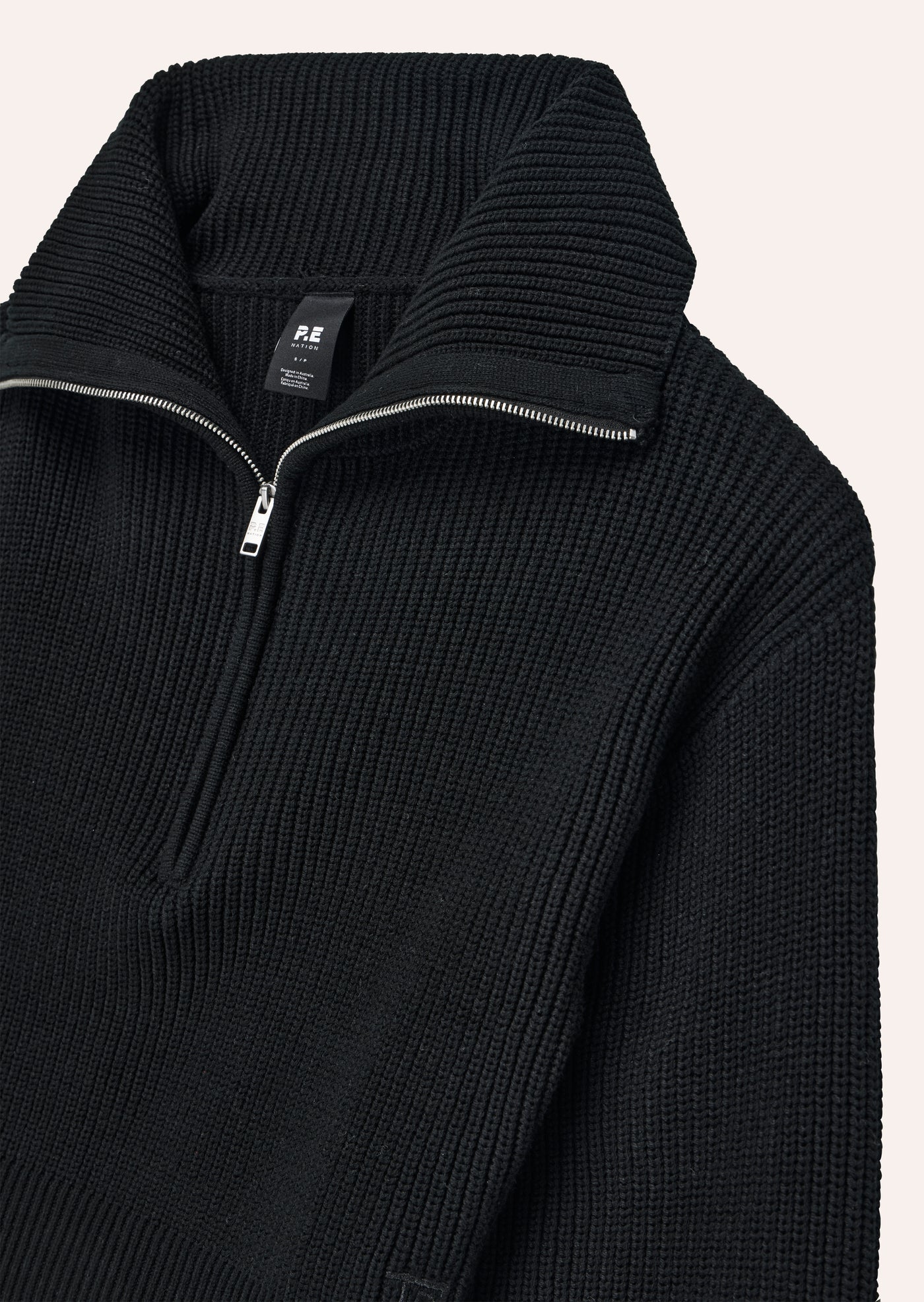 HIGH SEASON ZIP NECK KNIT IN BLACK