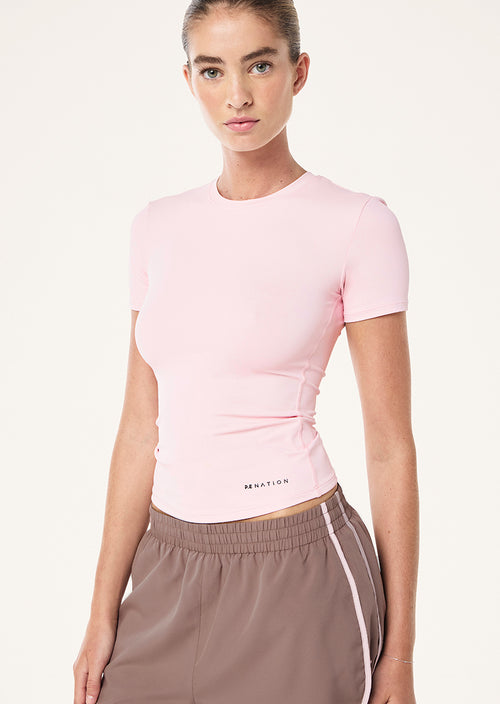 FOUNDATION SHORT SLEEVE TEE IN CHALK PINK