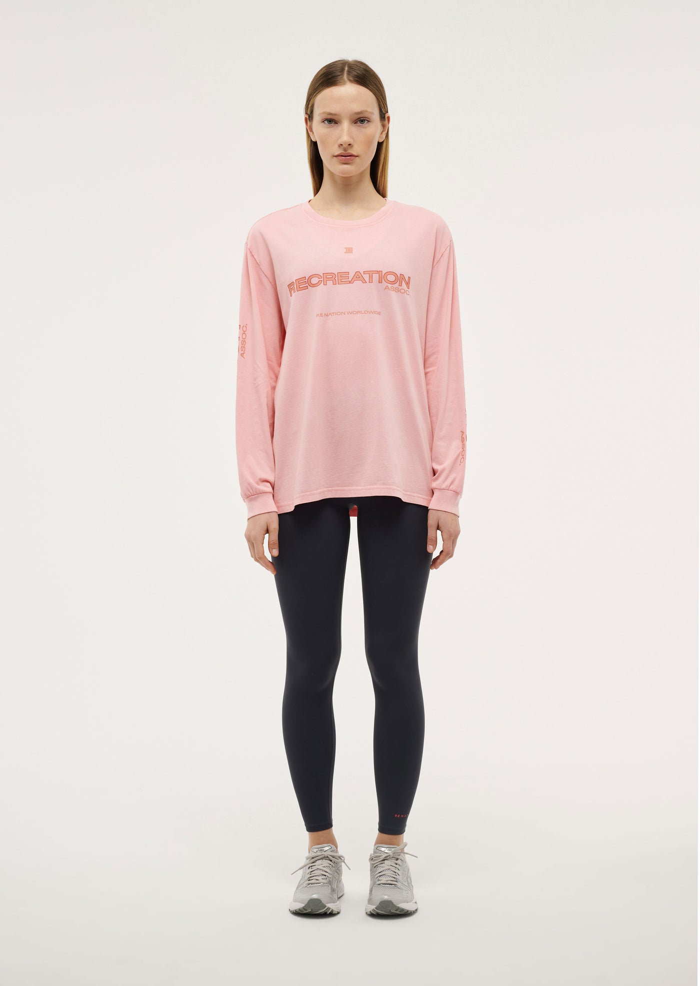 Streamline Long Sleeve Top in Crystal Rose by P.E Nation, Womens Pink Graphic Long Sleeve Top 