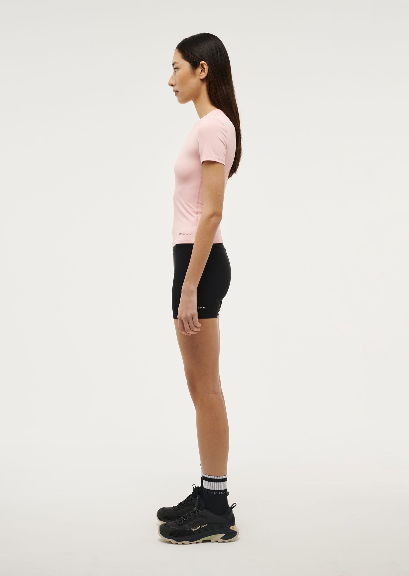 Foundation Short Sleeve Tee in Crystal Rose by P.E Nation, Womens Slim Fit Pink Activewear Tee 