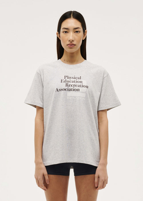 Trajectory Short Sleeve Tee in Grey Marle by P.E Nation 