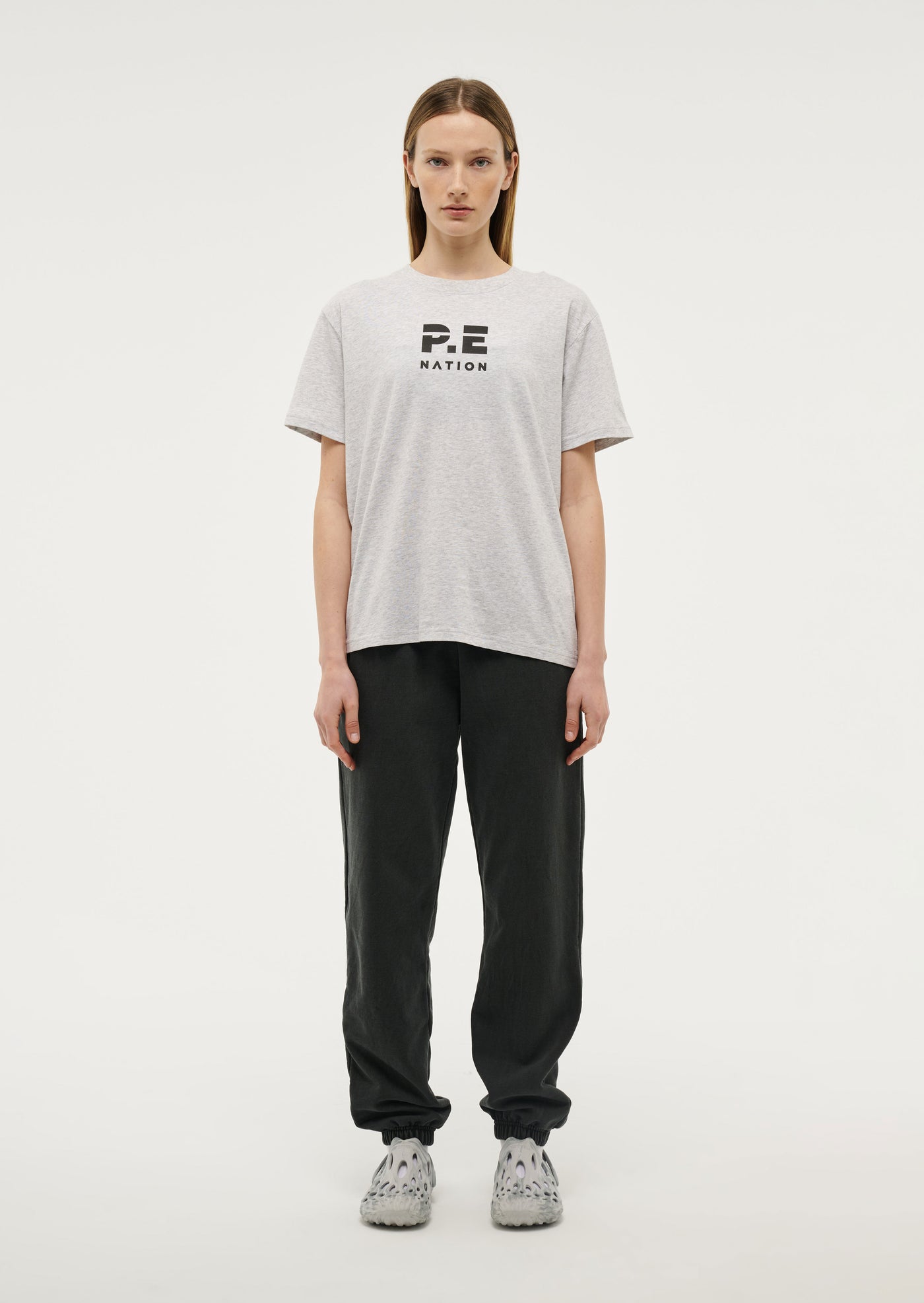 Heads Up 2 Tee in Grey Marle by P.E Nation, Womens Grey Marle Graphic Tee 