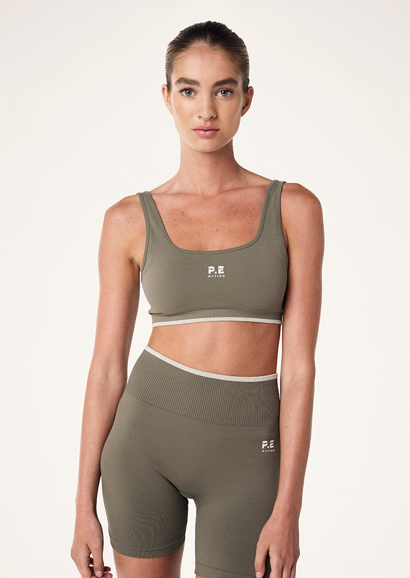 RESTORE SEAMLESS SCOOP BRA IN KHAKI