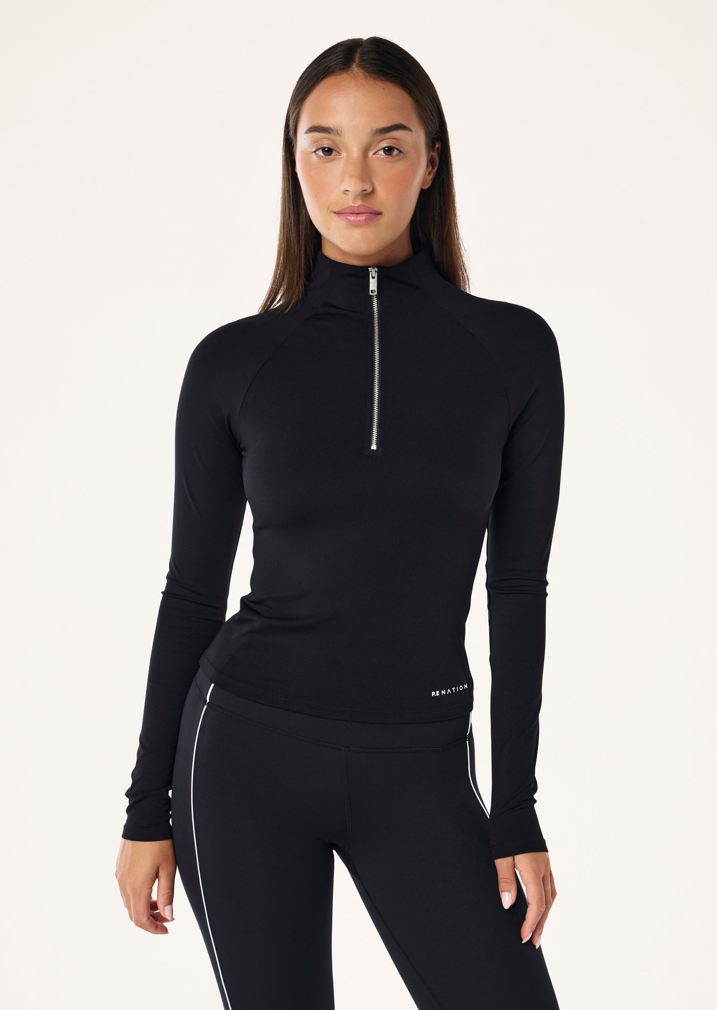 ROUTINE QUARTER ZIP LONG SLEEVE TOP IN BLACK