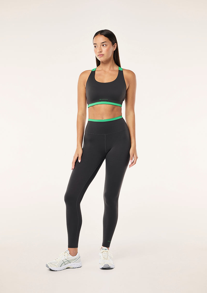 VITA FULL LENGTH LEGGING IN CAVIAR & KELLY GREEN