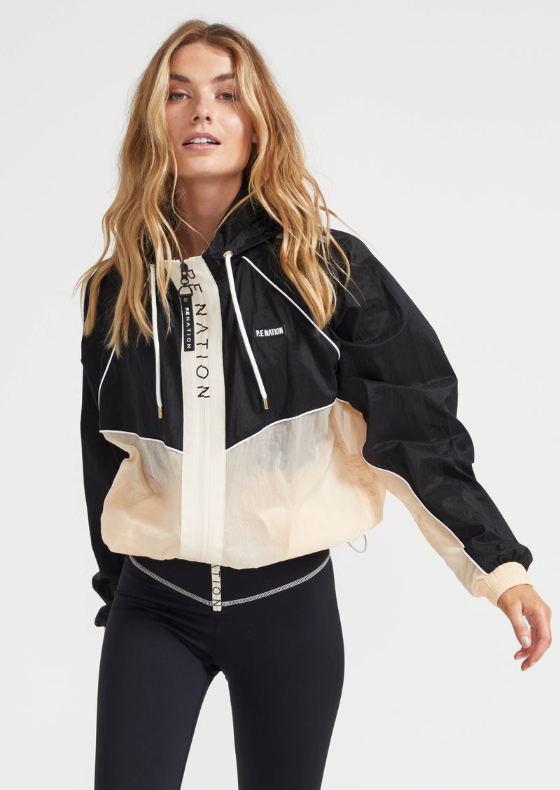 LINE POINT JACKET IN BLACK AND IVORY