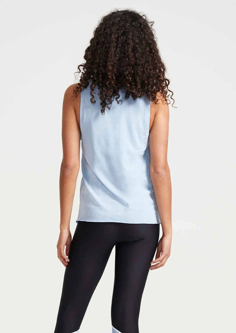 SHUFFLE HIGH TWIST TANK IN SKY BLUE