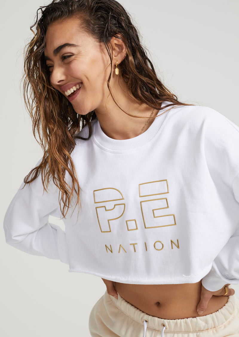 HEADS UP CROPPED SWEAT IN WHITE