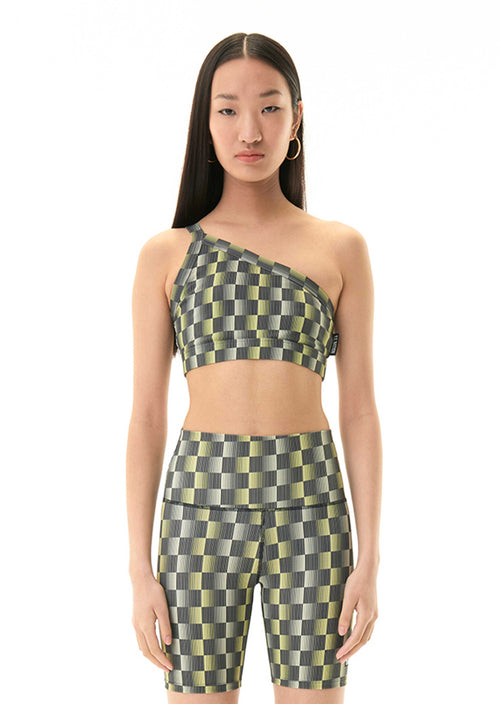 MARK ONE SPORTS BRA IN CHECK PRINT