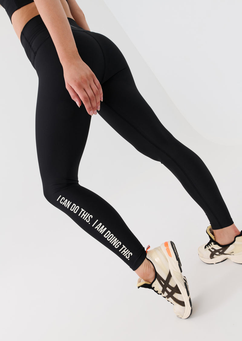 Running Bare Logo Leggings. Womens Black Workout Tights