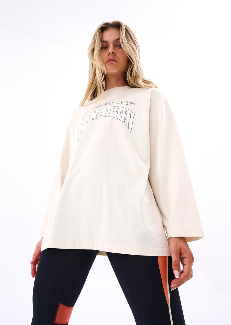 SIDEOUT LS TOP IN PEARLED IVORY