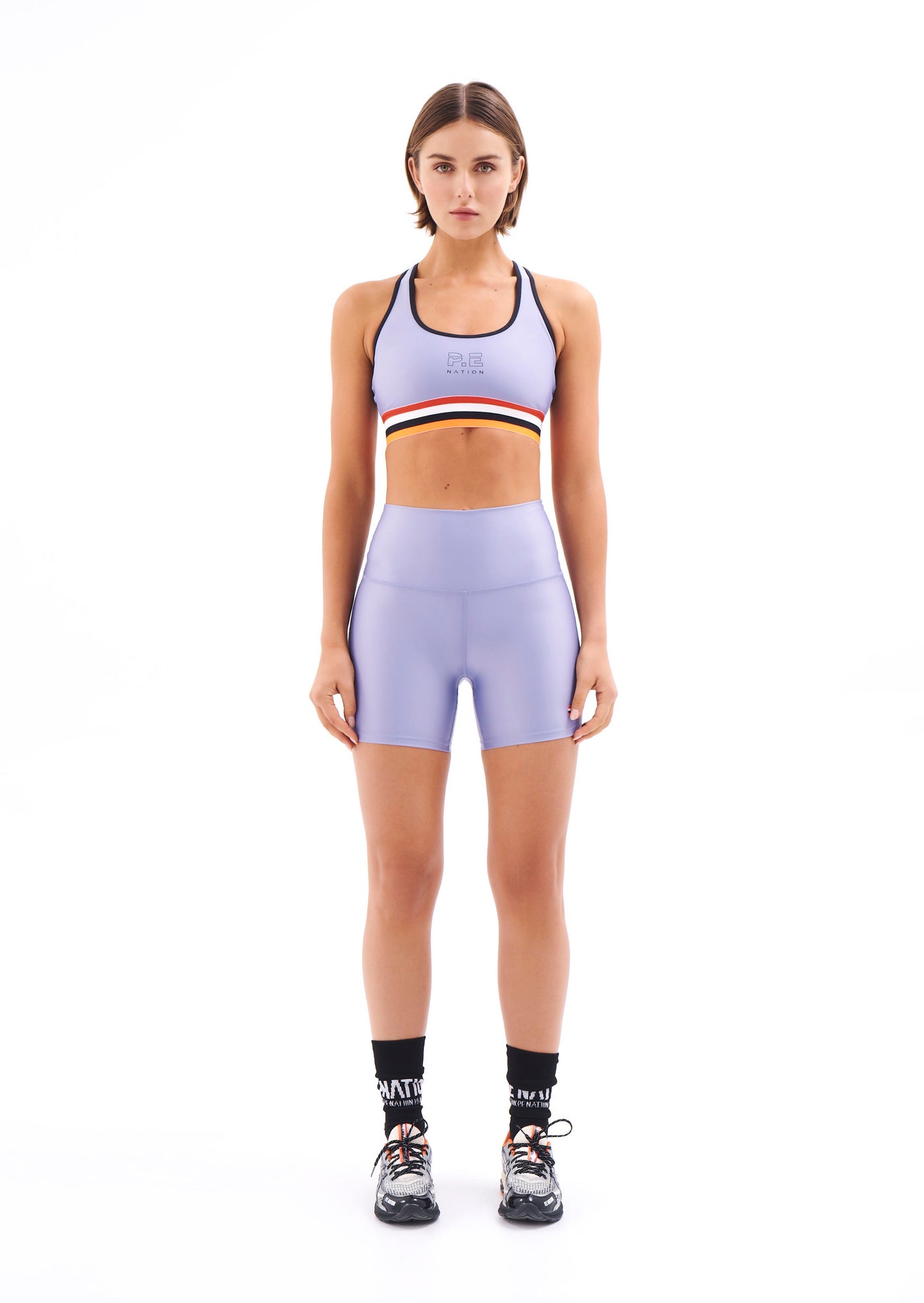 violet biker shorts