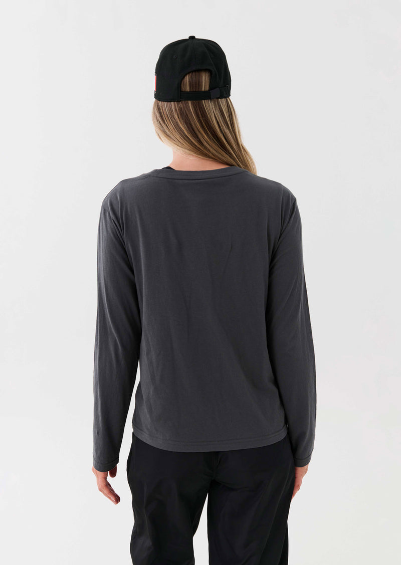 HEADS UP L/S TOP IN CHARCOAL