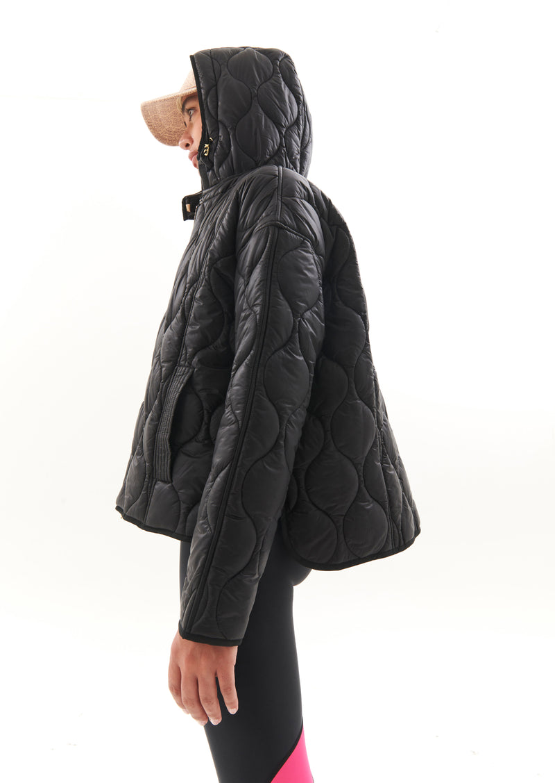 Louis Vuitton Reversible Zipper Sleeve Hooded Wrap Coat BLACK. Size 38