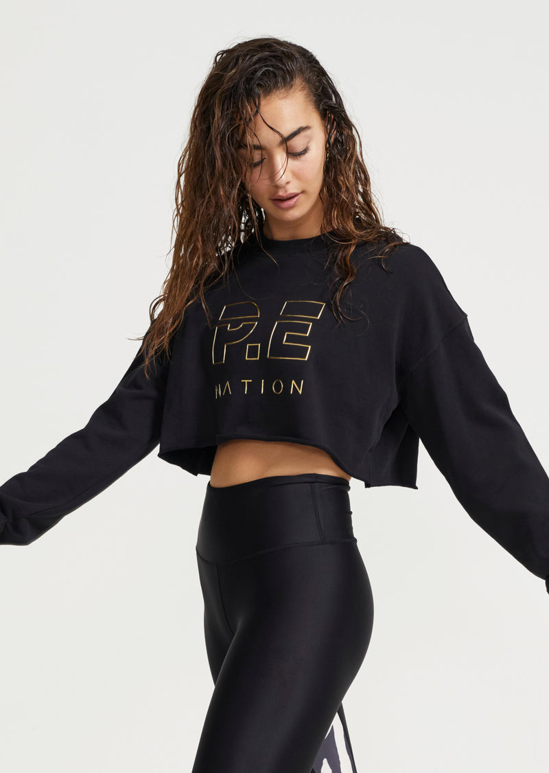 HEADS UP CROPPED SWEAT IN BLACK